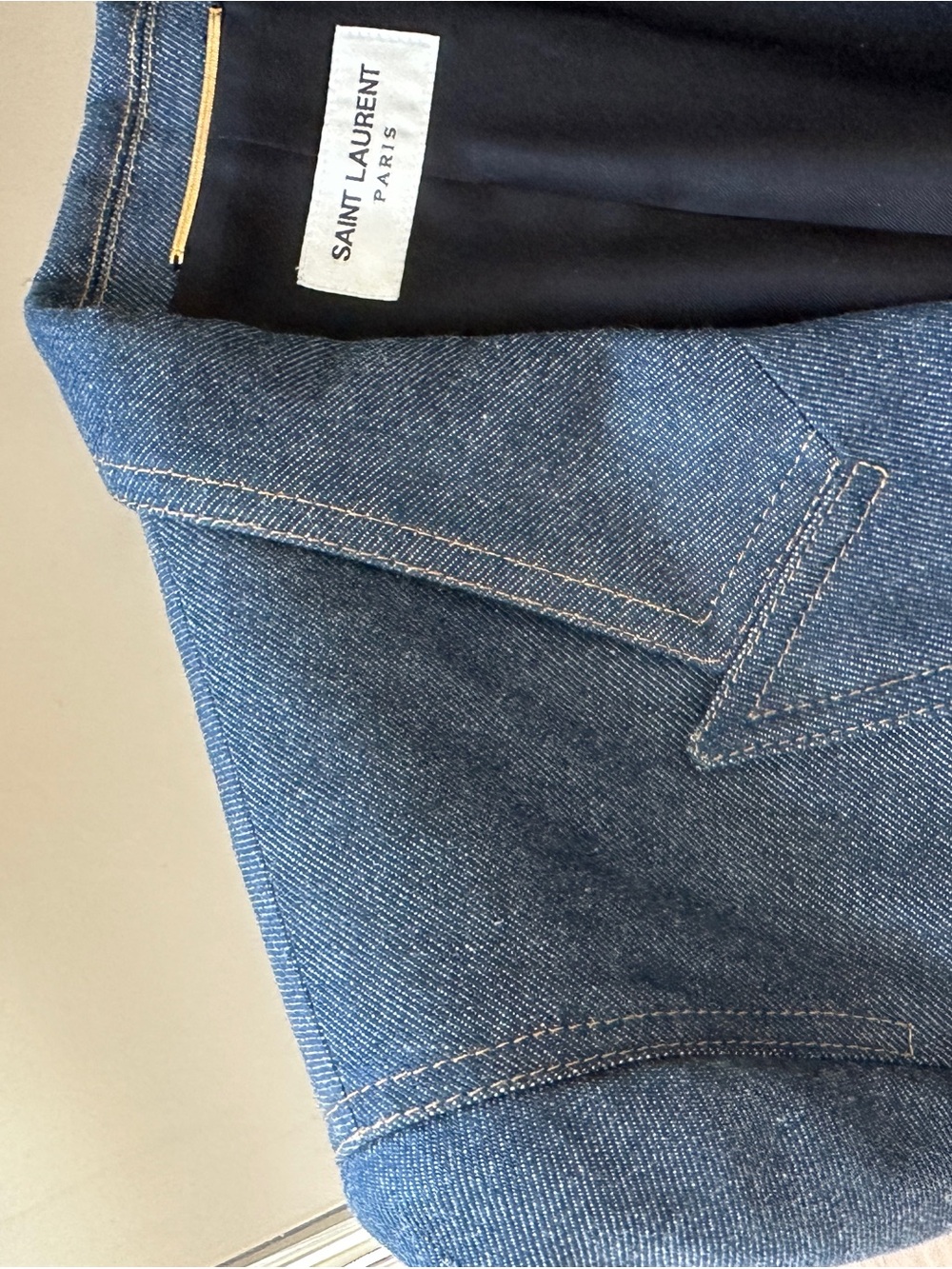 Saint Laurent Dark Blue Cropped Denim Blazer - Picture 11 of 16